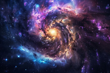 Wall Mural - beautiful spiral galaxy in deep space with stars and nebula