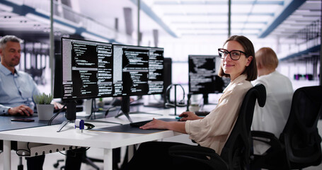 Sticker - African American Coder Using Computer At Desk