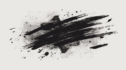 Black brush stroke vector illustration on a white background. Abstract grunge ink art forms a design element for a banner.