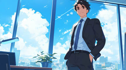 Wall Mural - anime boy professional office manager profession