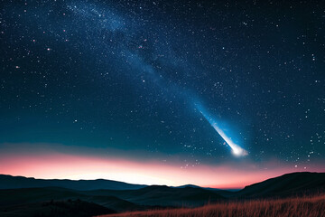 Wall Mural - Celestial Comet Streaking Across the Starry Sky.


