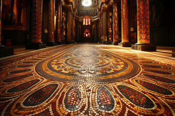 Wall Mural - Photo of a basilica with intricate floor tiles