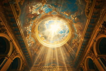 Wall Mural - Cathedral ceiling painted with biblical imagery