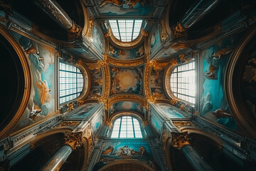 Wall Mural - Photo of a cathedral ceiling painted with biblical imagery