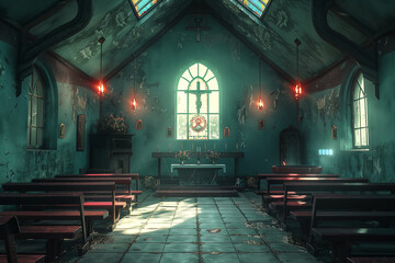 Wall Mural - Photo of a church with a quiet meditation area