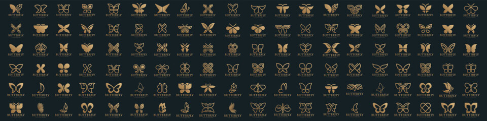 Canvas Print - set of creative abstract butterfly logo design. Vector illustration