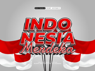 Wall Mural - indonesia merdeka editable text effect in indonesia independence day text style