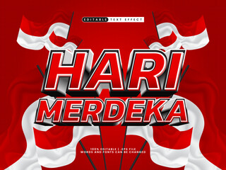 Wall Mural - hari merdeka editable text effect in indonesia independence day text style