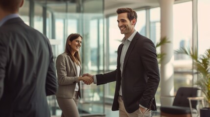 Wall Mural - The corporate handshake in office