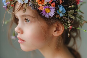 Canvas Print - a little girl wearing a flower crown