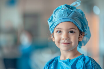 Wall Mural - Back to school, A very happy Little cute boy kid in a surgeon dress, school kid