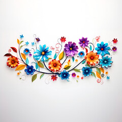 Wall Mural - Illustration of colorful flowers in white background 