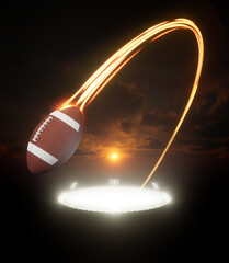 Wall Mural - Football Sports Ball And Light Trail From Stadium