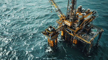 Wall Mural - An offshore oil and gas production platform stands tall against a backdrop of churning waves