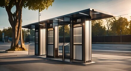 Poster - Modern bus stop with solar panel.