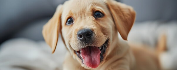 Poster - A playful puppy, its tongue lolling out, its eyes sparkling with mischief, capturing the innocence and joy of youth.