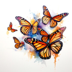 Wall Mural - Butterflies are orange and black on the wings 