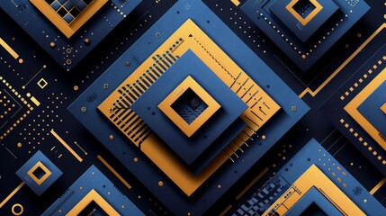 Fototapete - abstract technology design featuring geometric shapes with realistic luxury glamour graphic shapes decoration in isolated elegant background, businsess background presentation