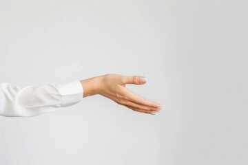 Wall Mural - Hand Sleeve. Abstract Business Woman Hand with White Sleeve on Isolated White Background
