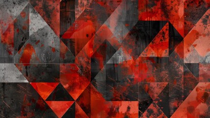 Wall Mural - Design an abstract geometric vector background featuring shades of red and black. hyper realistic 