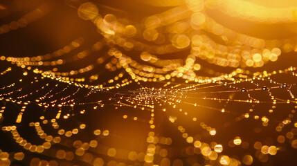 macro spider web in the morning