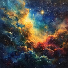 Wall Mural - Ethereal Nebula in Stellar Glow