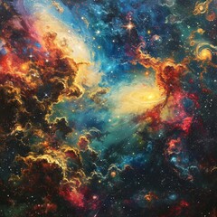 Wall Mural - Ethereal Nebula in Stellar Glow