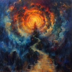 Wall Mural - Ethereal Nebula in Stellar Glow