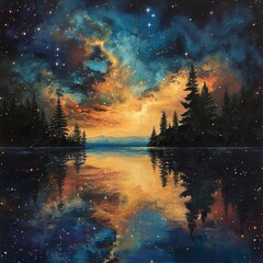 Wall Mural - Cosmic Mirror Pond