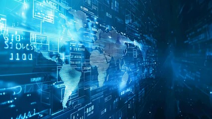 Poster - Global connections and data transfer concept background