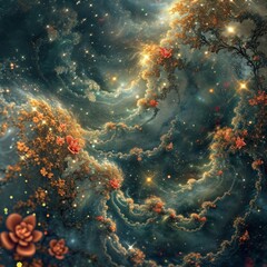 Wall Mural - Galactic Whispers: Starry Fractals