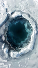 Wall Mural - Aerial view of ice cave in the snow