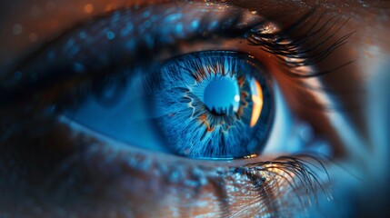 Wall Mural - A close up of a person's eye with a blue iris