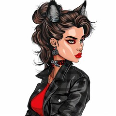 Wall Mural - Wolve rockabilly fashion 