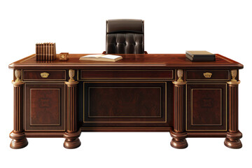 Executive desk furniture isolated on transparent background