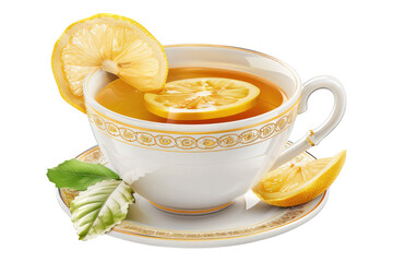 Wall Mural - Ginger lemon tea cup isolated on transparent background