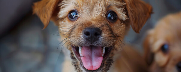 Poster - A playful puppy, its tongue lolling out, its eyes sparkling with mischief, capturing the innocence and joy of youth.