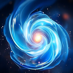 Canvas Print - Blue Air vortex glowing light effect swirl isolated on dark background
