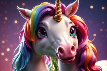 Cute cartoon illustration of unicorn, fantasy animal