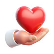 © Zhaidar studio - Hand holding fly heart symbol icon in 3d rendering