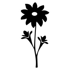 Wall Mural - A silhouette of a flower with a large central petal and smaller petals surrounding it