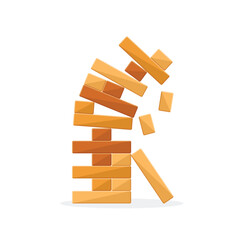 Tower games for kids icon in flat style. Wooden block puzzle vector illustration on isolated background. Balance game sign business concept.