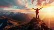 © Zape - A joyful moment of a person reaching a mountain peak.