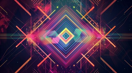 Poster - Vibrant neon lines and intricate geometric patterns create a high-energy, futuristic visual effect.