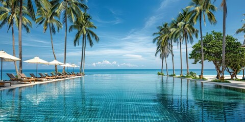 Wall Mural - Tranquil Infinity Pool in a Tropical Paradise