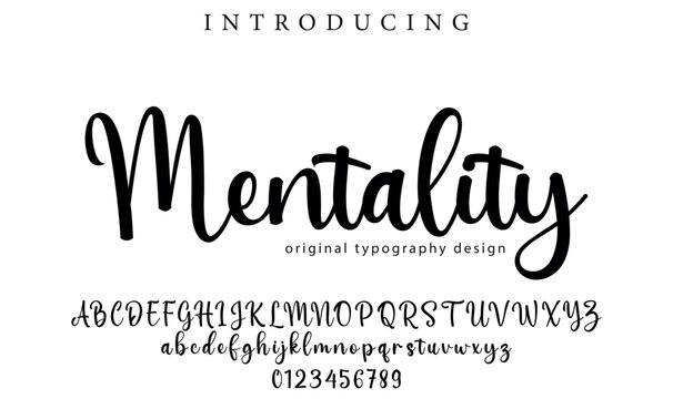 Mentality Font Stylish brush painted an uppercase vector letters, alphabet, typeface