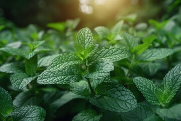 fresh mint leaves in sunlight - nature s greenery for organic cooking and herbal remedies