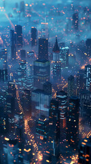 Wall Mural - 3D rendering of futuristic cityscape