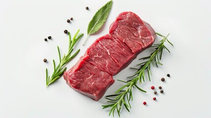 Wall Mural - Succulent Sirloin Steak Ready for Cooking on a Clean White Background