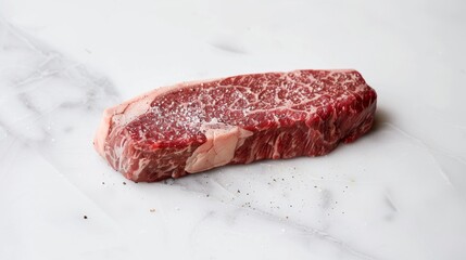 Wall Mural - Succulent Single Sirloin Steak with Perfect Marbling on White Background